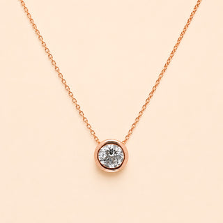 Collar con Diamante en Bisel Oro Rosado